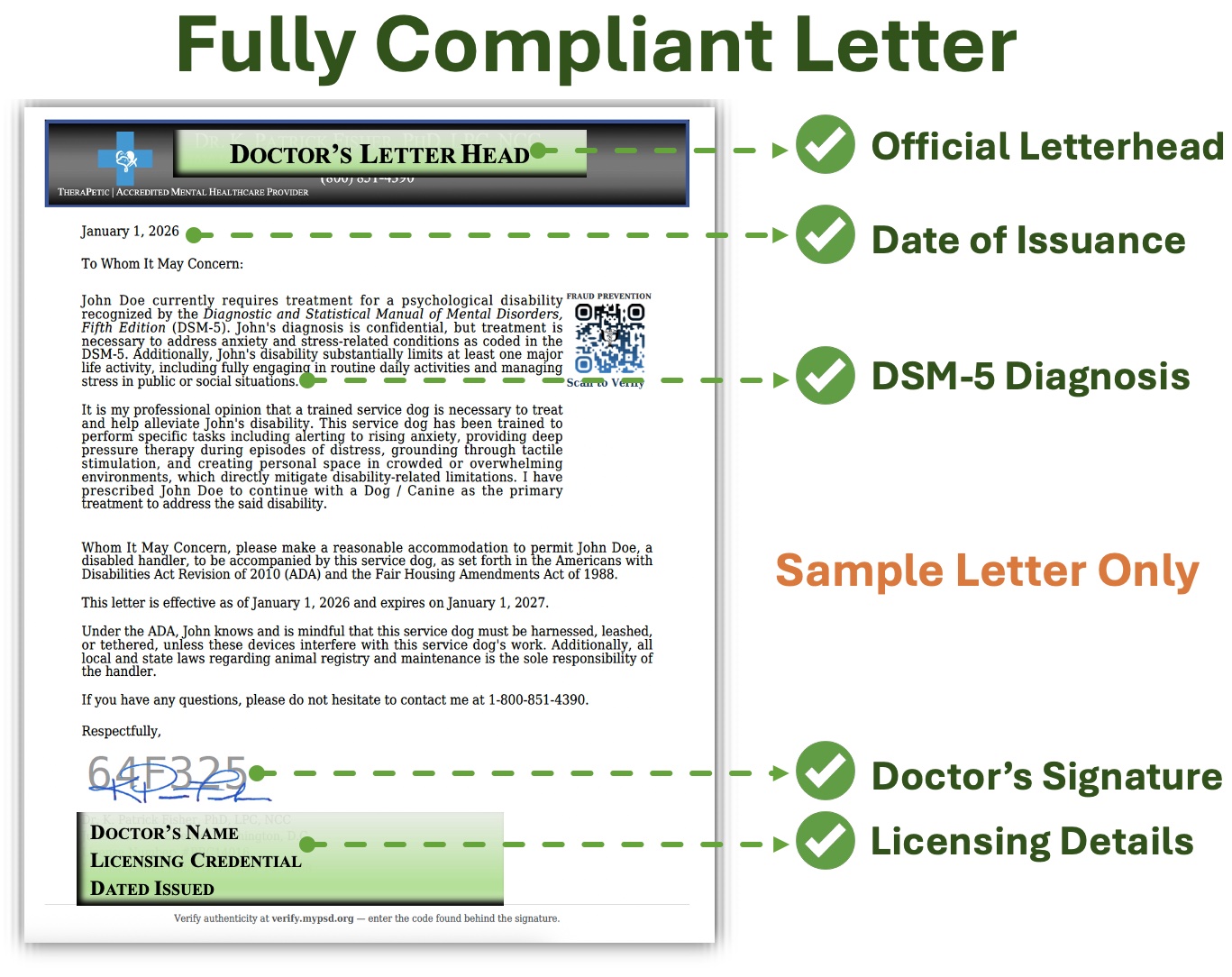 Sample TheraPetic® Evaluation Letter (Redacted)